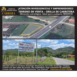 CARRETERA OCOSINGO-ALTAMIRANO KM.3+00 LOTE NÚMERO 1 DE LA MANZANA 1